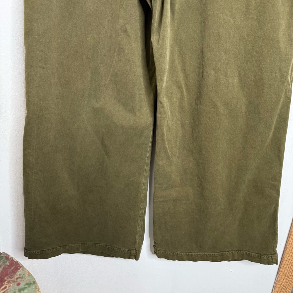 Anthropologie Maeve Oversized Wide-Leg Pleated Chino Pants in Moss Green Size 12 - Picture 11 of 16